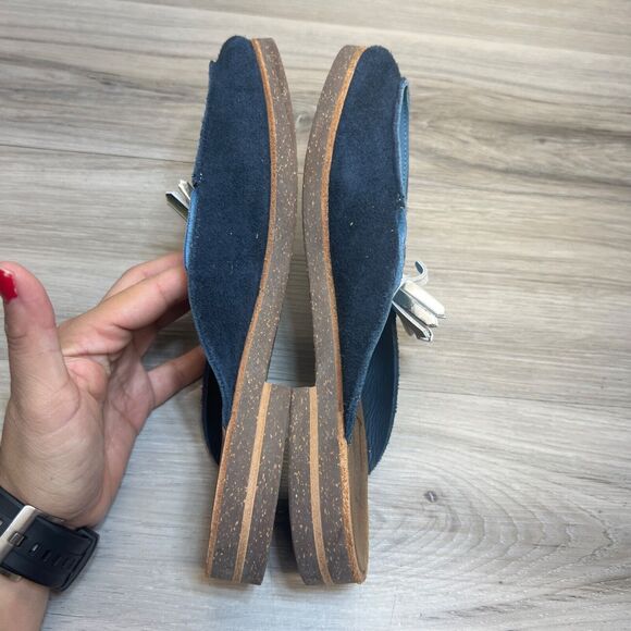 U-Dot Japanese Blue Leather Slip On Mules Size 8 Handmade Japan - Picture 3 of 10